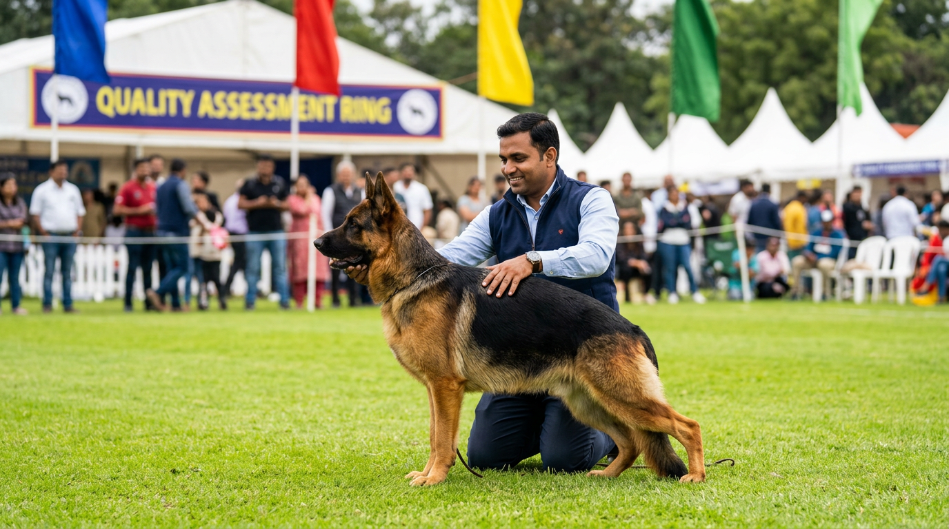 German Shepherd at quality assessment dog show